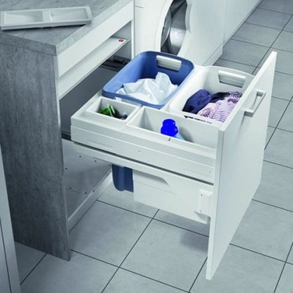 Hailo Laundry Carrier - 600mm Module - Four Basket - White - Image 2