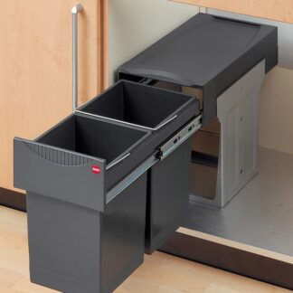 Waste Bin- Hailo- 2 X 15 Litre - Grey Bins