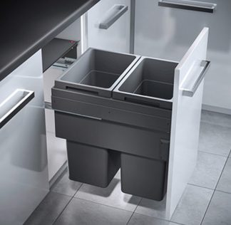 Waste Bin- Hailo- 2 X 38 Litre- Grey Bins
