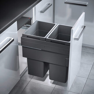 Waste Bin- Hailo- 2 X 38 Litre- Grey Bins