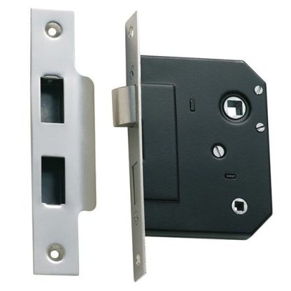 1142 - Bathroom Lock - Satin Chrome - 44mm Backset - Image 2