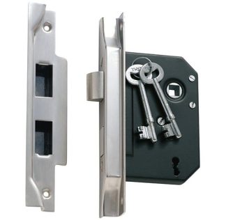 1159 - 3 Lever Rebated Mortice Lock - Satin Chrome - 57mm Backset