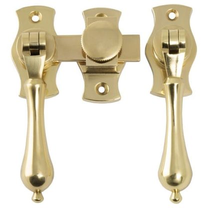 1170 - French Door Fastener - Teardrop - Polished Brass