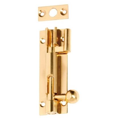 1416 - Barrel Bolt - Offset - Polished Brass - 75x25mm