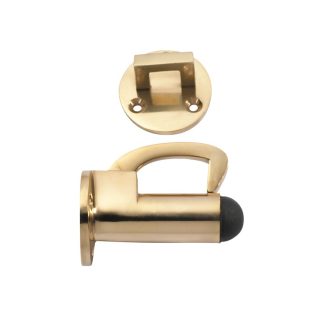 1511 - Hook Door Stop - Polished Brass - 67mm