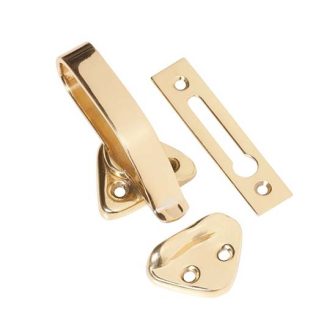 1685 - Hopper Window Catch - Polished Brass