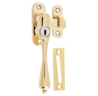 1770 - Casement Fastener - Locking - Left Hand - Polished Brass