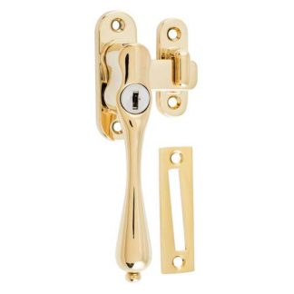 1770 - Casement Fastener - Locking - Left Hand - Polished Brass