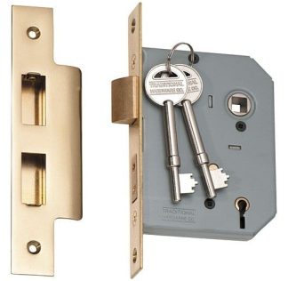 2143 - 5 Lever Mortice Lock - Polished Brass with a 57mm Backset