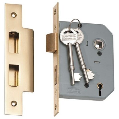 2143 - 5 Lever Mortice Lock - Polished Brass with a 57mm Backset