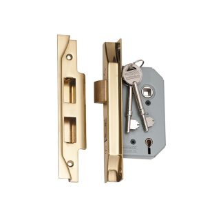 2146 - 5 Lever Rebated Mortice Lock - Polished Brass with a 46mm Backset