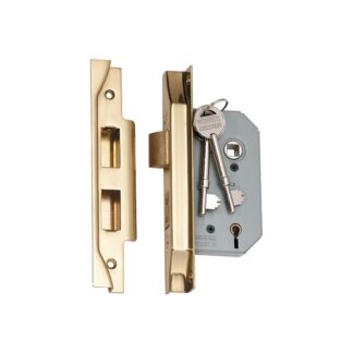 2146 - 5 Lever Rebated Mortice Lock - Polished Brass with a 46mm Backset