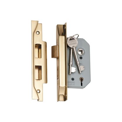 2146 - 5 Lever Rebated Mortice Lock - Polished Brass with a 46mm Backset