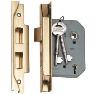 2147 - 5 Lever Rebated Mortice Lock - Polished Brass with a 57mm Backset