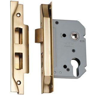 Mortice Lock Euro Rebated Polished Brass CTC47.5mm Backset 57mm