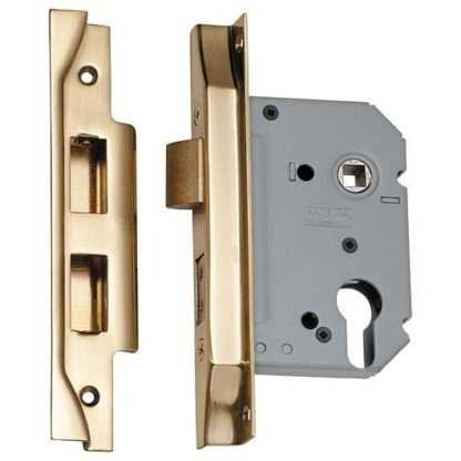 Mortice Lock Euro Rebated Polished Brass CTC47.5mm Backset 57mm