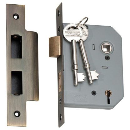 2150 - 5 Lever Mortice Lock - Antique Brass with a 46mm Backset - Image 2