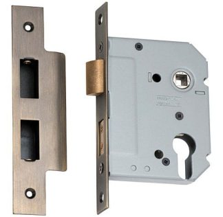 Mortice Lock Euro Antique Brass CTC47.5mm Backset 57mm