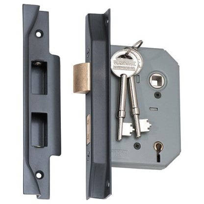 2162 - 5 Lever Rebated Mortice Lock - Antique Copper with a 46mm Backset - Image 2