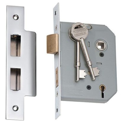 2167 - 5 Lever Mortice Lock - Chrome Plate with a 57mm Backset - Image 2