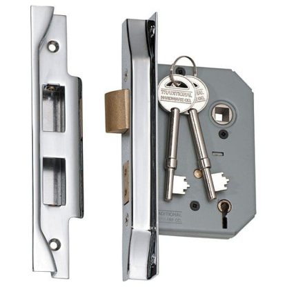2170 - 5 Lever Rebated Mortice Lock - Chrome Plate with a 46mm Backset - Image 2