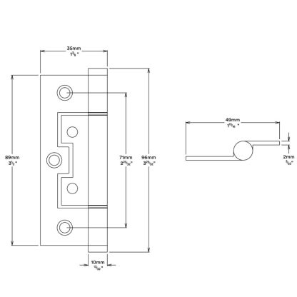 Hirline Hinge - 2697 Hinge - Chrome Plate - 100x49x2.5mm - Image 2