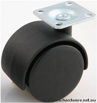 Castor Twin Wheel 50mm. Plate Fix