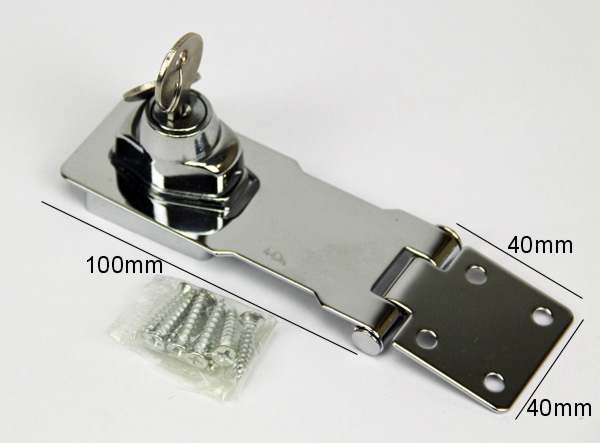 Hasp Staple 100mm - Lockable - Chrome Plate - Image 2