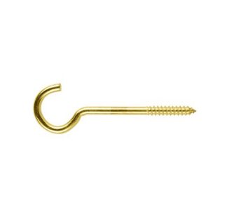 Screw Hook - Brass Plated - 125mm Overall
