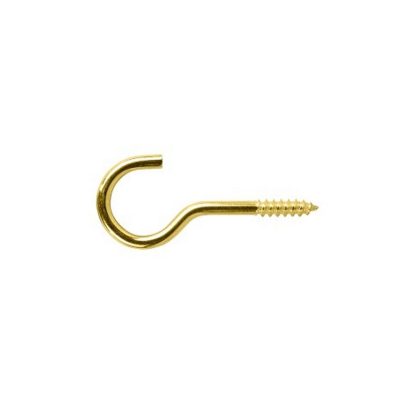 Screw Hook - Brass Plated -  60mm Overall