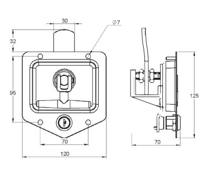 Folding T Lock. Polished Stainless Steel. Keyed Alike. Straight Cam - Image 5
