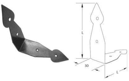 Corner Strap 140x140x30mm . Snake Head Design