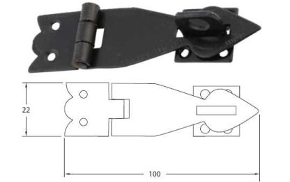 Hasp Staple 110mm. Snake Head Design