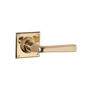 Tradco 0677 - Menton Lever on Square Rose  - Polished Brass - 60x60mm
