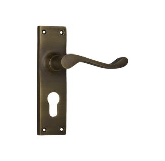 Tradco 0782E Door Lever Victorian Euro Antique Brass