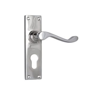 Tradco 0907E Door Lever Victorian Euro Chrome Plated