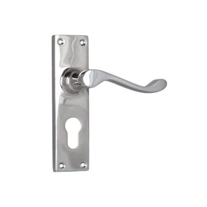 Tradco 0907E Door Lever Victorian Euro Chrome Plated