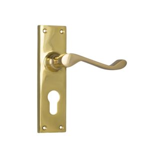 Tradco 1037E Door Lever Victorian Euro Polished Brass