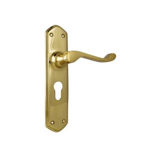 Tradco 1042E - Windsor Lever Euro - Polished Brass - 200x45mm - 60mm(P)