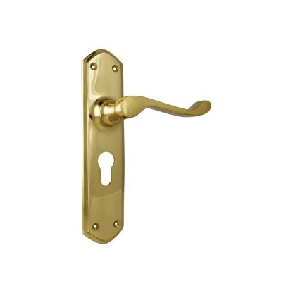 Tradco 1042E - Windsor Lever Euro - Polished Brass - 200x45mm - 60mm(P)
