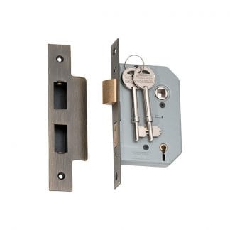2150 - 5 Lever Mortice Lock - Antique Brass with a 46mm Backset
