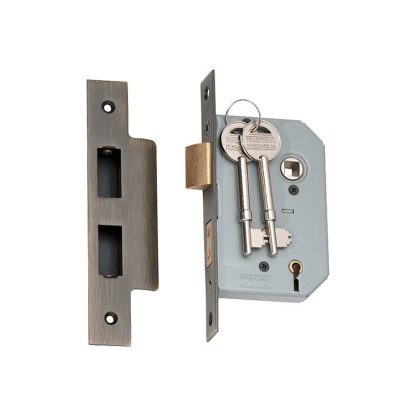 2150 - 5 Lever Mortice Lock - Antique Brass with a 46mm Backset