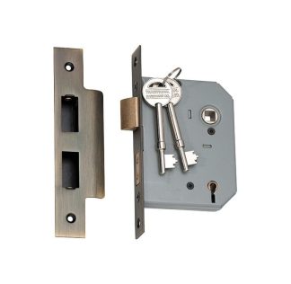 2151 - 5 Lever Mortice Lock - Antique Brass with a 57mm Backset