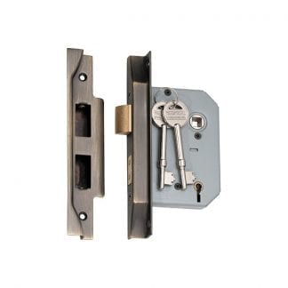 2155 - 5 Lever Rebated Mortice Lock - Antique Brass with a 57mm Backset