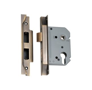 Mortice Lock Euro Rebated Antique Brass CTC47.5mm Backset 57mm