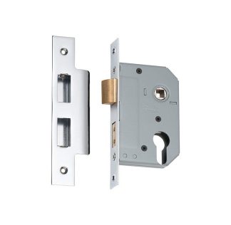 Mortice Lock Euro Chrome Plated CTC47.5mm Backset 46mm