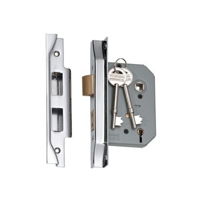 2171 - 5 Lever Rebated Mortice Lock - Chrome Plate with a 57mm Backset