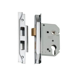 Mortice Lock Euro Rebated Chrome Plated CTC47.5mm Backset 57mm