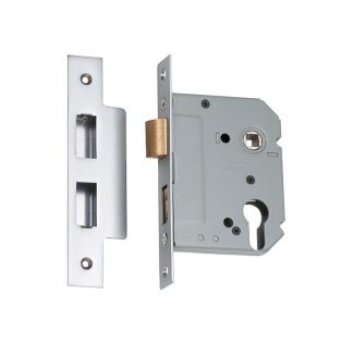 Mortice Lock Euro Satin Chrome CTC47.5mm Backset 57mm