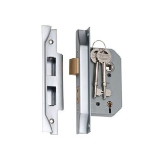 2178 - 5 Lever Rebated Mortice Lock - Satin Chrome with a 46mm Backset
